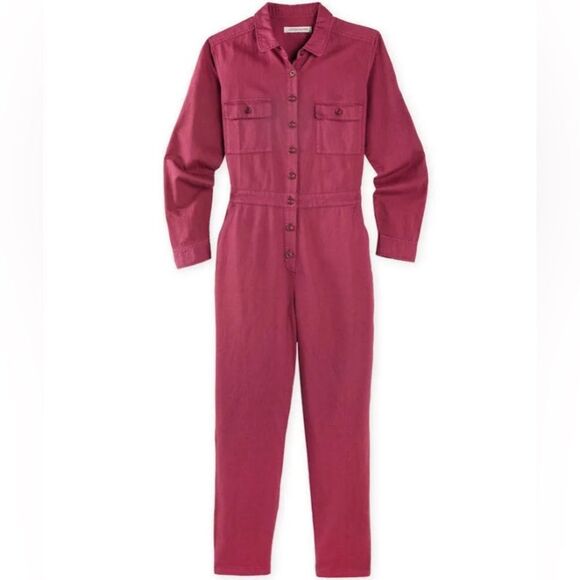 NWT OUTERKNOWN Navy Linen Organic Cotton Blend S.E.A. Long Sleeve Jumpsuit Suit - Picture 16 of 16